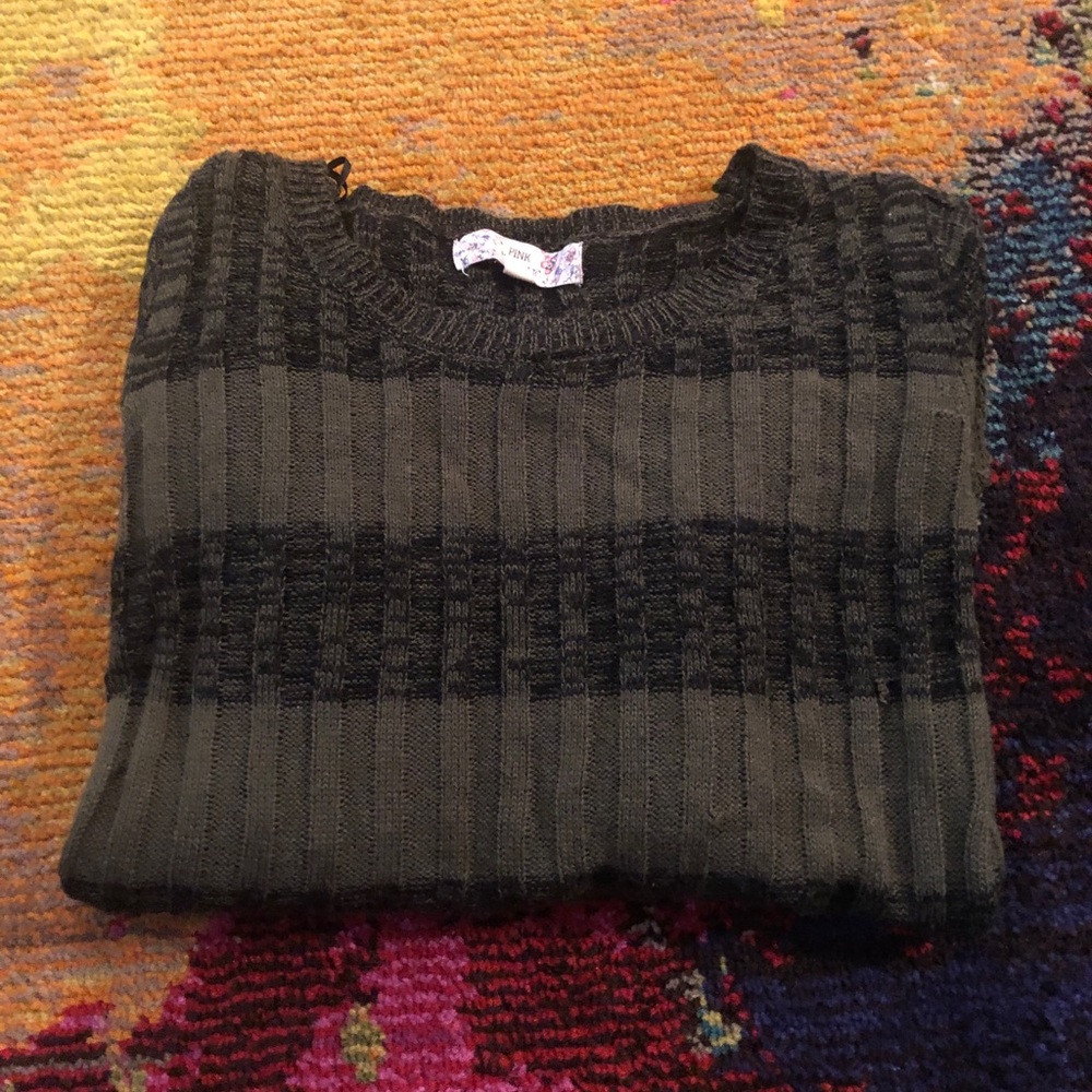 Green and Black Striped Sweater